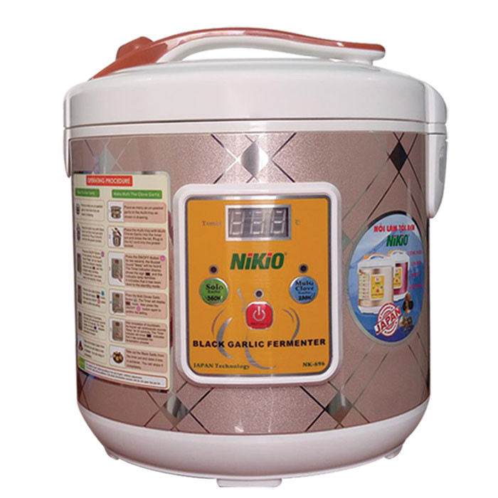 Nồi Làm Tỏi Đen Nikio NK-696 - Máy Ủ Tỏi Đen Nhật Bản, Làm Tỏi Thành Công 99%, Tỏi Thơm Ngon Mềm Dẽo, Dung Tích 6 Lít Làm Được 2Kg Tỏi - Màu Bạc - Hàng chính hãng