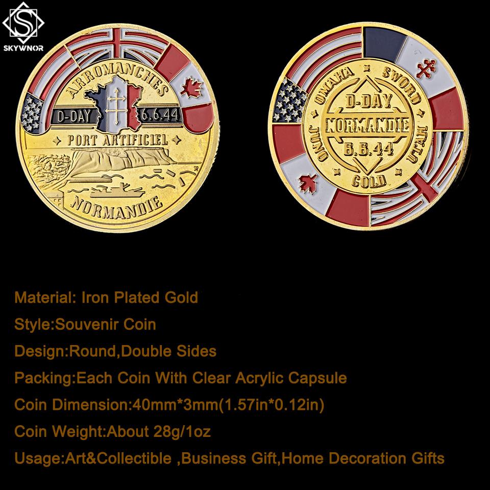 Thế Chiến Thứ 70 Kỷ Niệm Đồng Xu Lưu Niệm Arromanches Chiến Tranh Normandie Thử Thách Quân Sự Đồng Xu Sưu Tầm