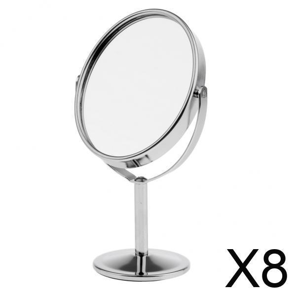 8x3in Mini Dual Side Normal Magnifying Oval Stand Makeup Table Mirror Silver