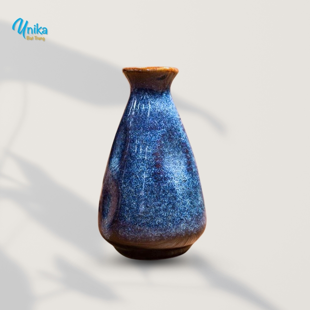 Bộ sake - Set sake bình vuốt men xanh hỏa biến - Gốm sứ cao cấp Bát Tràng