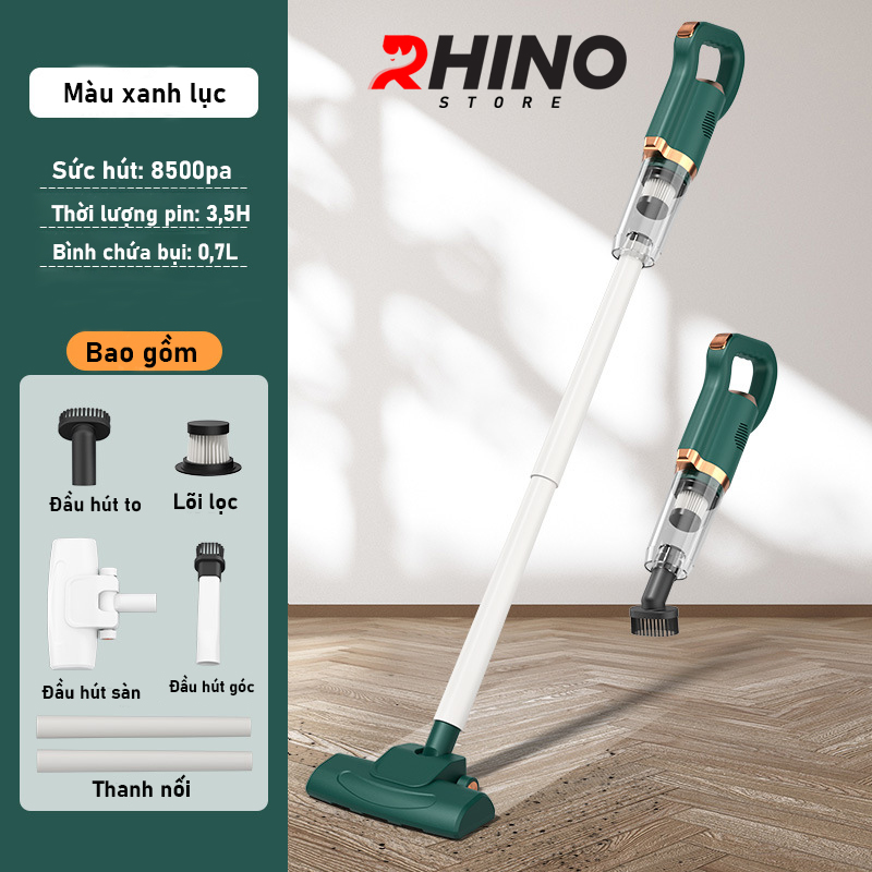 Máy hút bụi cầm tay Rhino VC101 mini gia đình tiện lợi - Hàng chính hãng - Màu Xanh lục