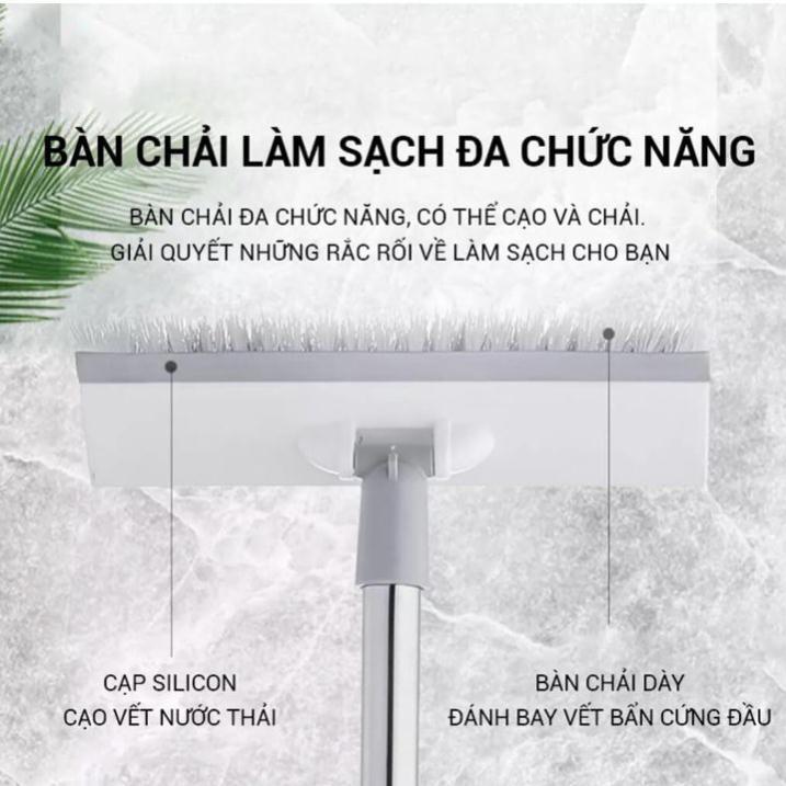 Cây chà sàn nhà tắm, nhà vệ sinh cán dài Pulito chổi gạt nước 2 đầu xoay 180 độ dễ dàng điều chỉnh độ dài