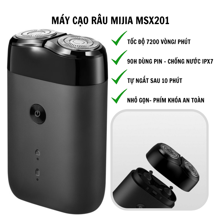 Máy cạo râu Sothing Mijia MSX201 (S100) động cơ 7200 vòng/ phút, chống nước IPX7, Dung lượng pin dài- Hàng chính hãng