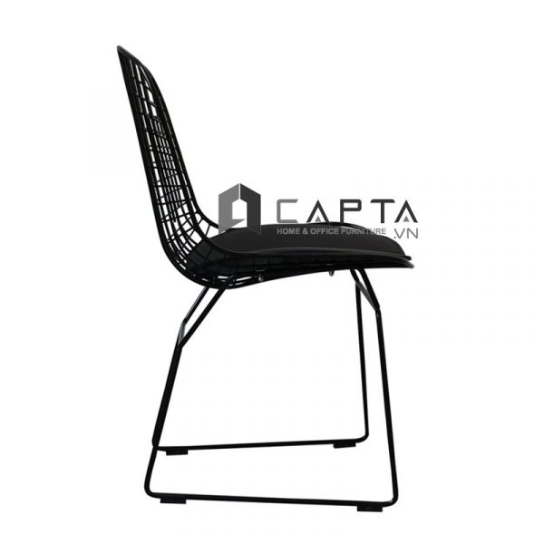 Ghế cafe fastfood ngoài trời BERTOIA-2 Nội thất Capta.vn Ghế ăn sắt sơn tĩnh điện nệm PVC  màu đen không tay có lưng tựa Outdoor