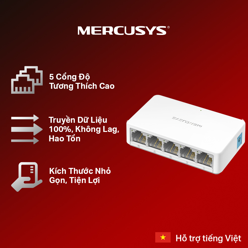 Bộ Chia Mạng 5 Cổng Mercusys MS105 (10/100Mbps) - Hàng Chính Hãng