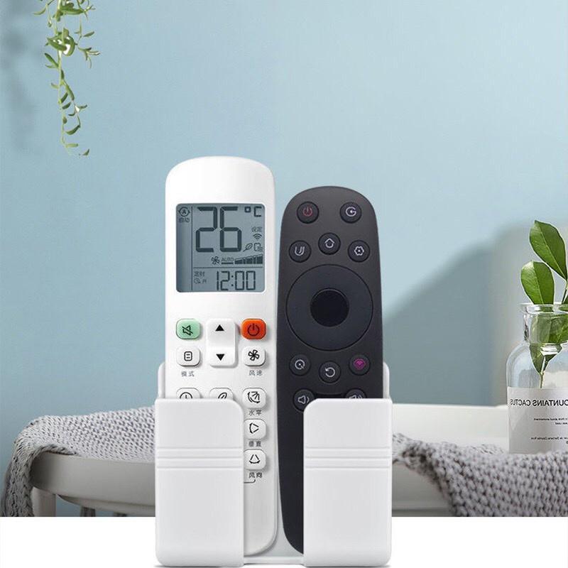 Kệ Dán Tường Để Remote Đồ Dùng/ Giá Đỡ Sạc Điện Thoại - Có Móc Treo Giữ Dây Điện 88245