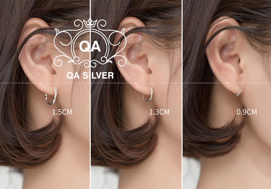 Khuyên tai bạc 925 tròn xoắn vặn bông nam nữ vòng S925 TWIST Silver Earrings QA SILVER EA210209