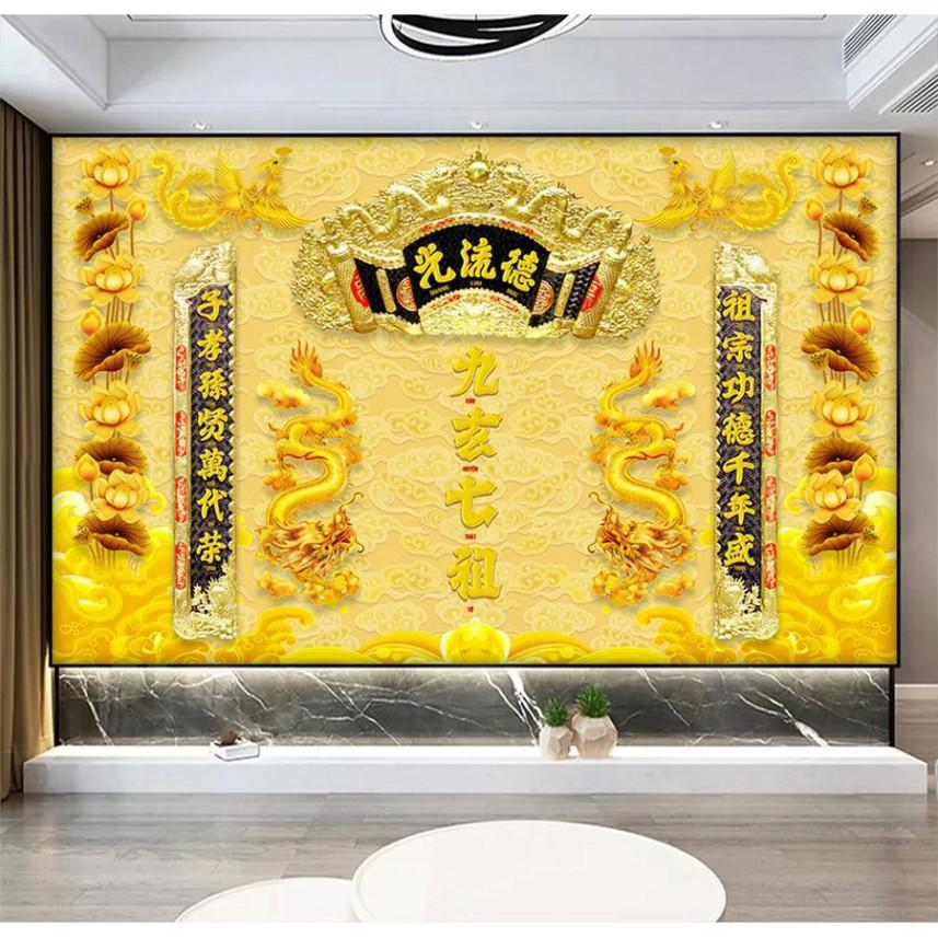 Tranh dán tường Trang trí bàn thờ cửu huyền thất tổ UD1029