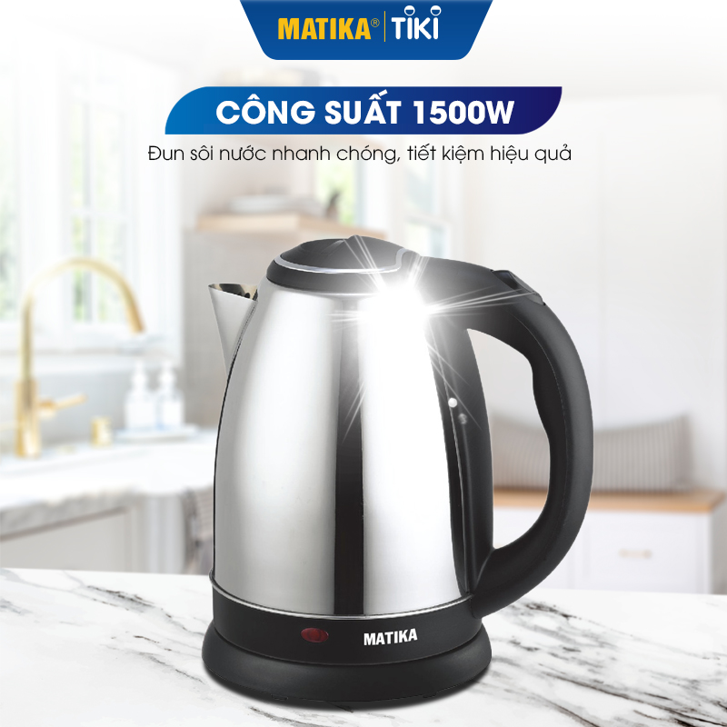 Ấm Siêu Tốc MATIKA Inox 1.5L MTK-15 - Hàng chính hãng