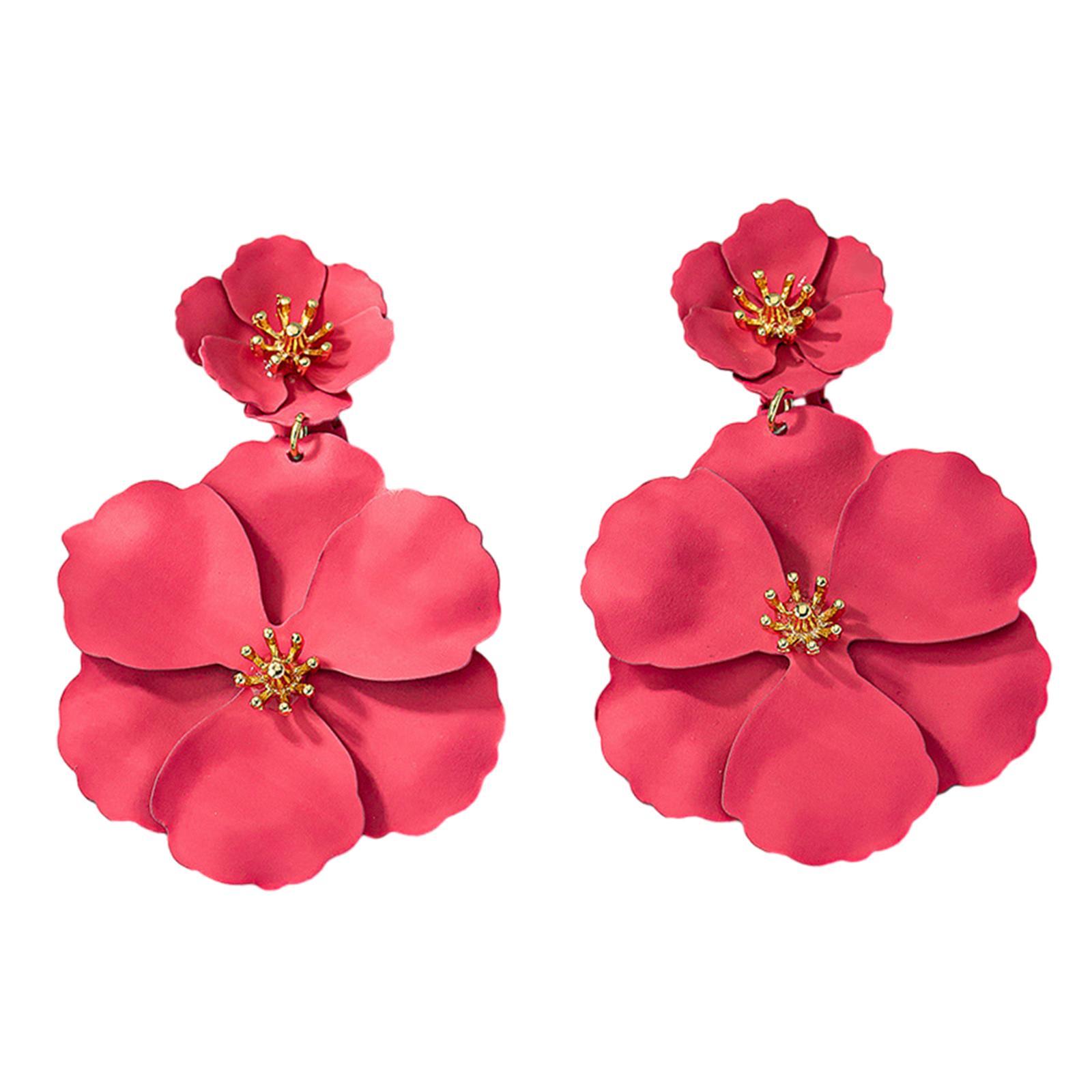 Flower Dangle Earrings Drop Earrings Matte Bohemian Chic Metal Stud Earrings Floral Petal Earrings for Engagement Women Girls