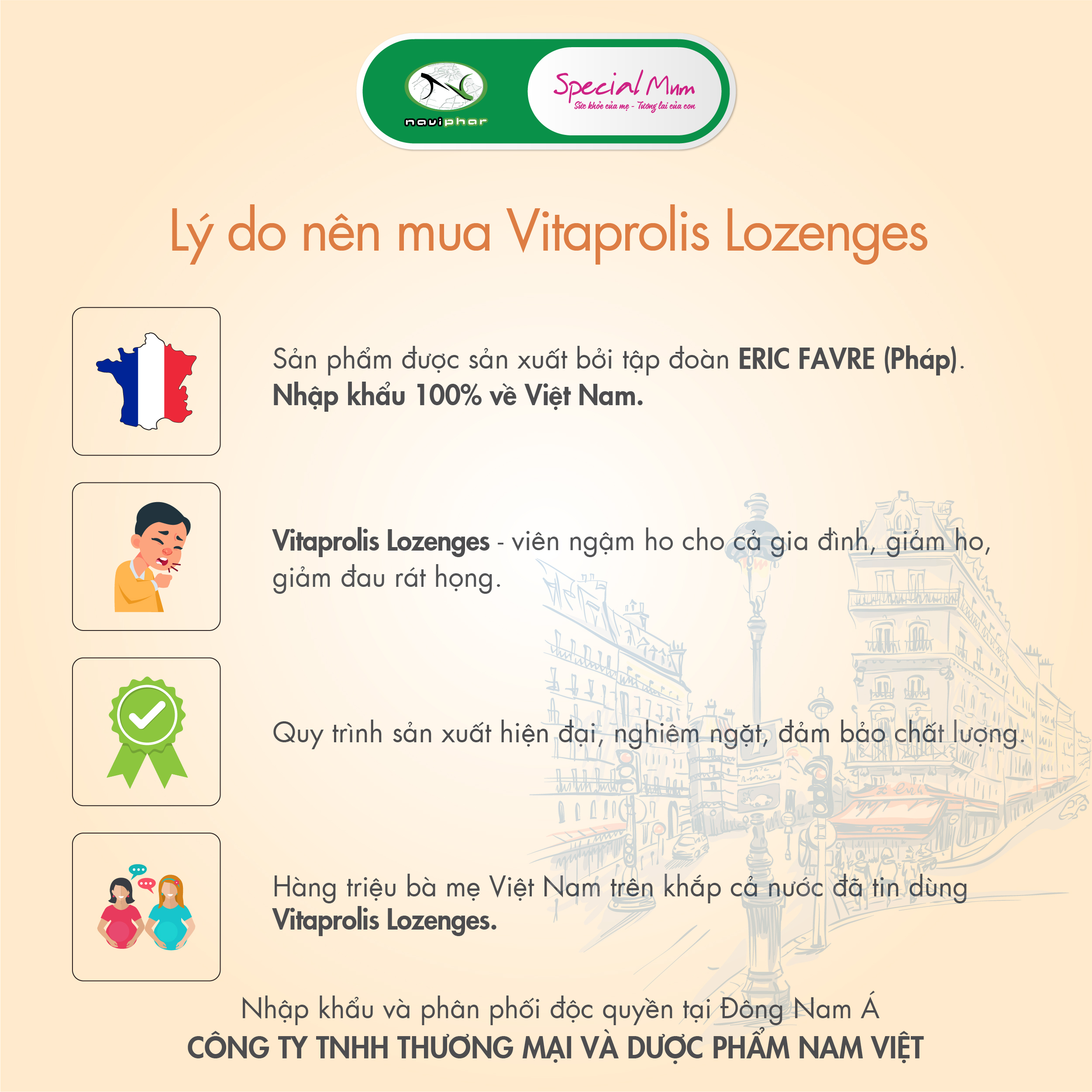 TPBVSK Vitaprolis Lozenges Viên ngậm ho cho cả gia đình thành phần tự nhiên