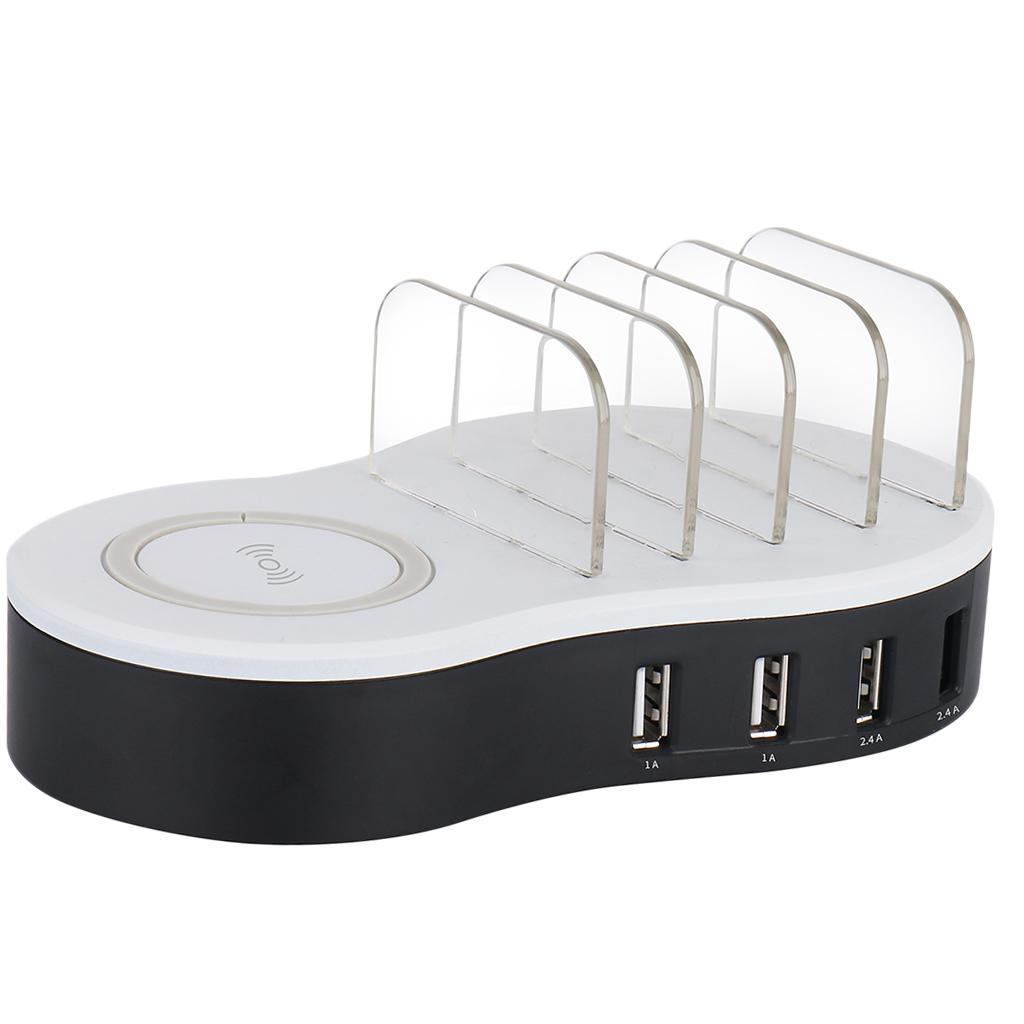 Wireless Quick Charging Station Dock 4 Ports USB W/ Mushroom Light US