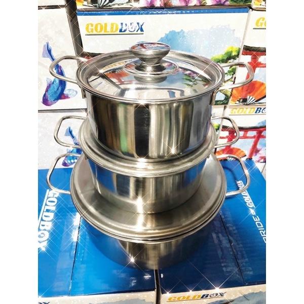 Bộ 3 Nồi Inox Shap Hàng Cao Cấp Đun Được Mọi Loại Bếp , Tiết Kiệm Nhiên Liệu Bền Đẹp