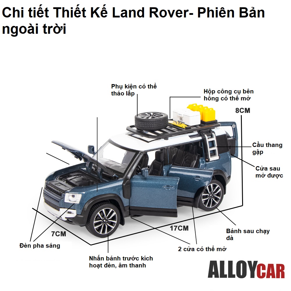 Xe Mô Hình Hợp Kim Land Rover Defender Phiên Bản Ngoài Trời Tỉ Lệ 1:32 Đồ Chơi Quà Tặng, Trưng Bày