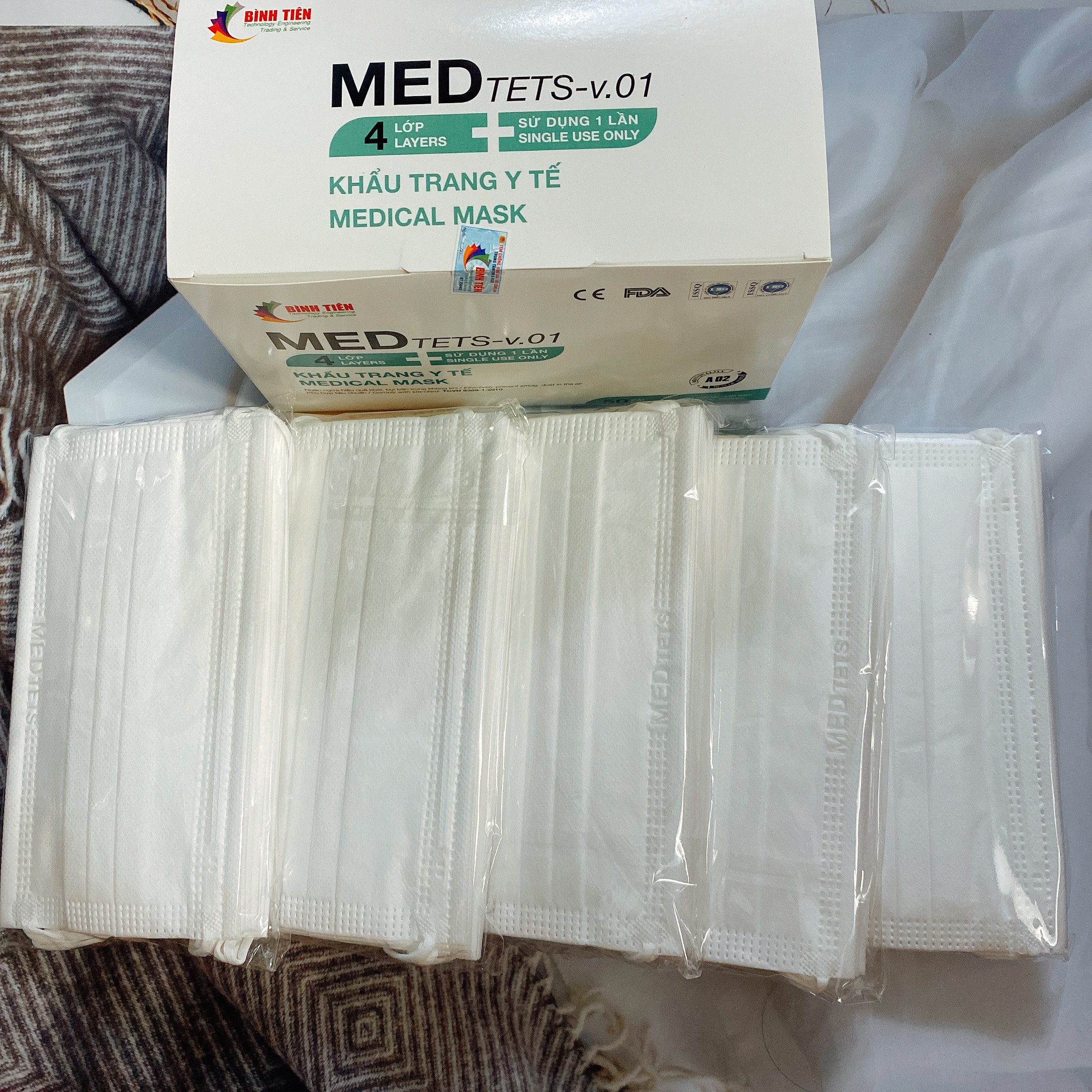 Combo 10 hộp khẩu trang y tế cao cấp MED 4 lớp ( Bình Tiên ) - Có giấy thẩm định đạt tiêu chuẩn của bộ y tế