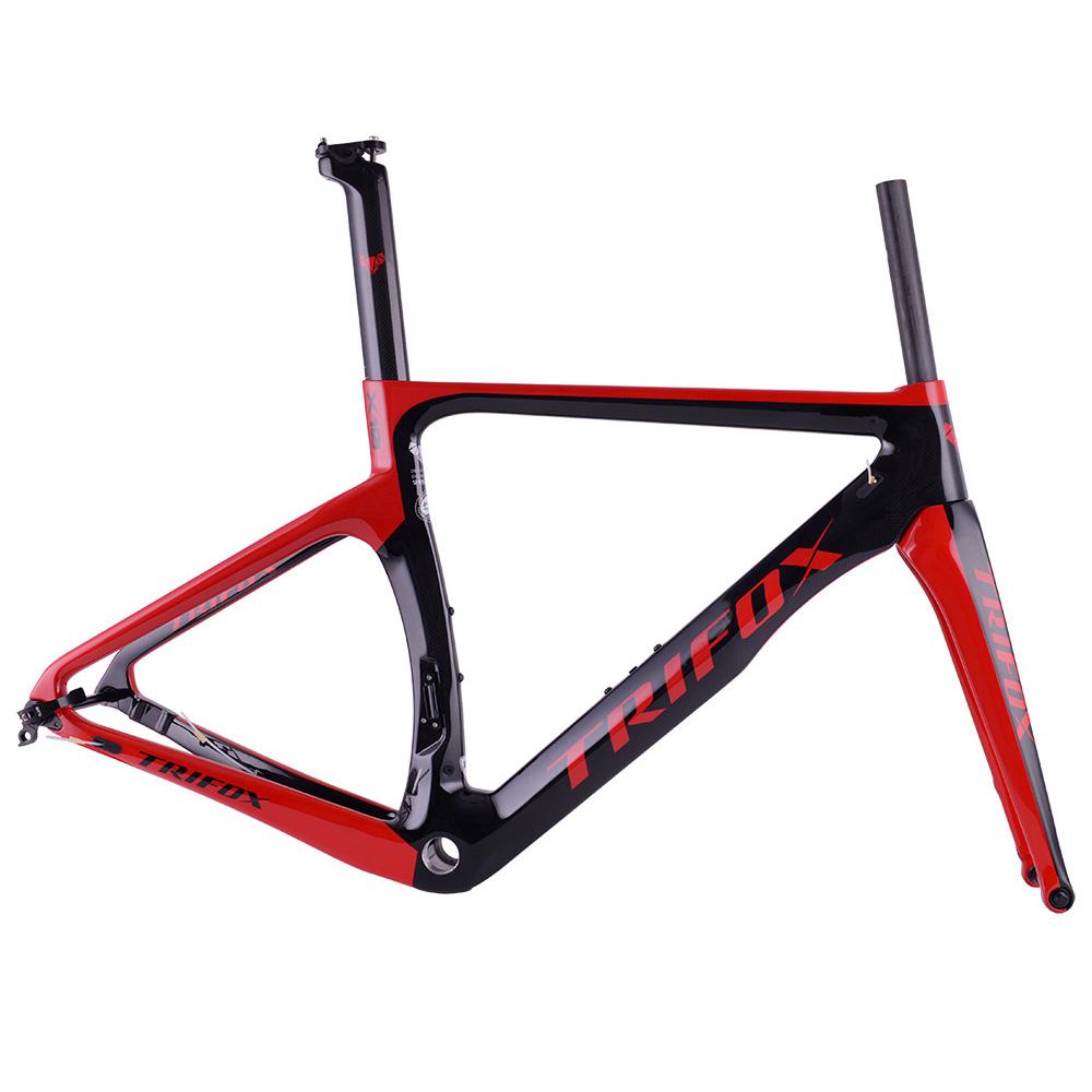 TRIFOX X10TA Carbon Road Bike Xe đạp có thể cài đặt DI2 / Cơ Derailleurs Xe đạp Bycicle Xe đạp Khung Xe đạp thể thao Color: Red Size: XL-58