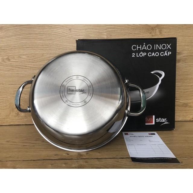 Chảo chống dính cao cấp Fivestar 2 quai có nắp kính 18cm / 22cm /26cm , tặng 5 muỗng