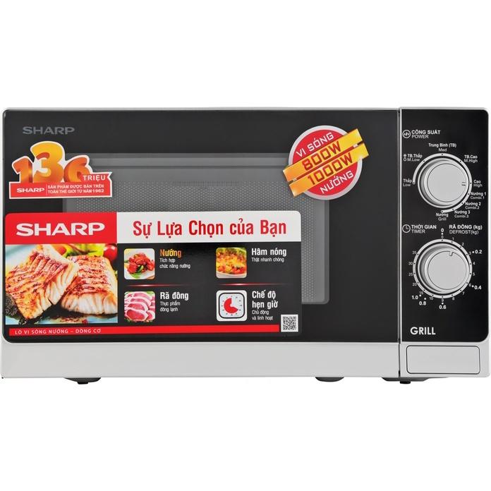 Lò Vi Sóng Có Nướng SHARP Cơ R-G222VN-S 20 lít - Rã đông, hâm, nấu, nướng- Hàng Chính Hãng