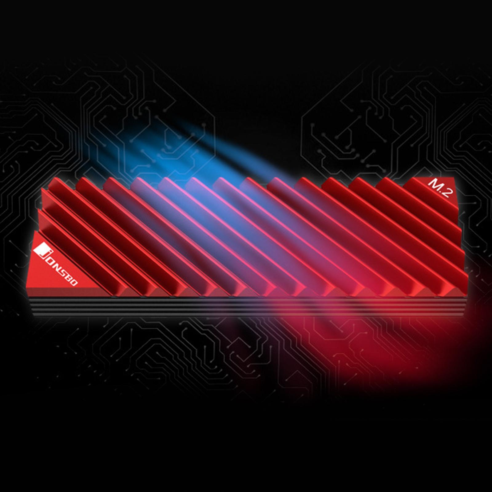 2280 Solid State Heat Sink with Thermal Pad for Desktop PC Red