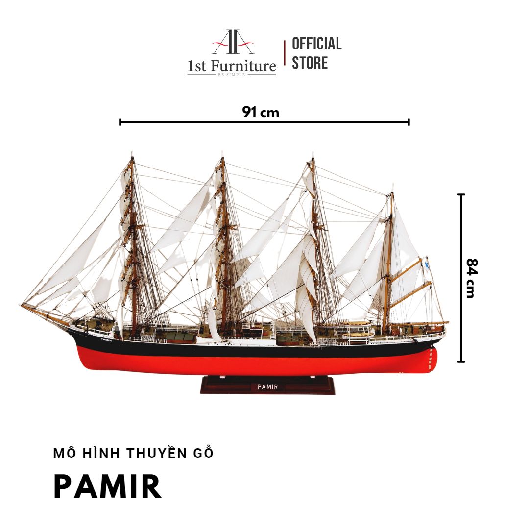 Mô hình Thuyền Cổ PAMIR cao cấp, mô hình thuyền gỗ tự nhiên sang trọng lắp ráp sẵn 1st FURNITURE