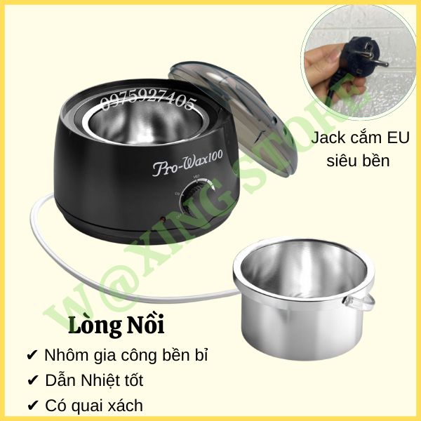 Combo Nồi Nấu Sáp Wax Lông Nóng Pro Wax 100,Sáp Wax Lông,Mỡ Trăn