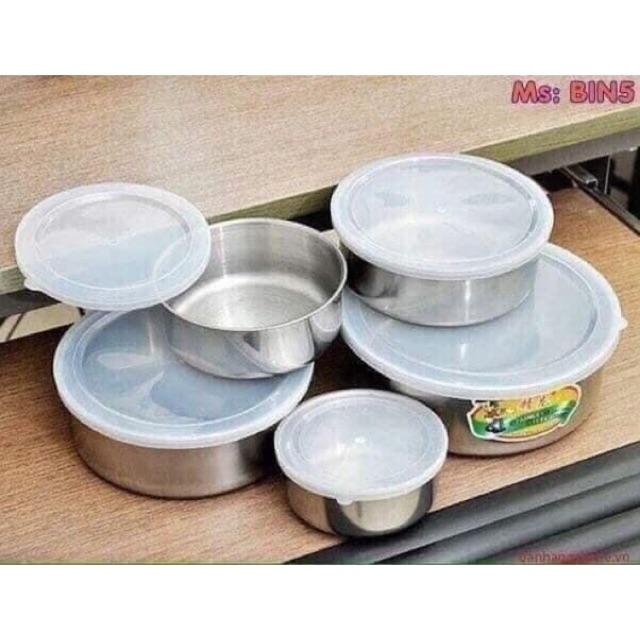 Bộ 5 bát inox có nắp đạy tiện dụng