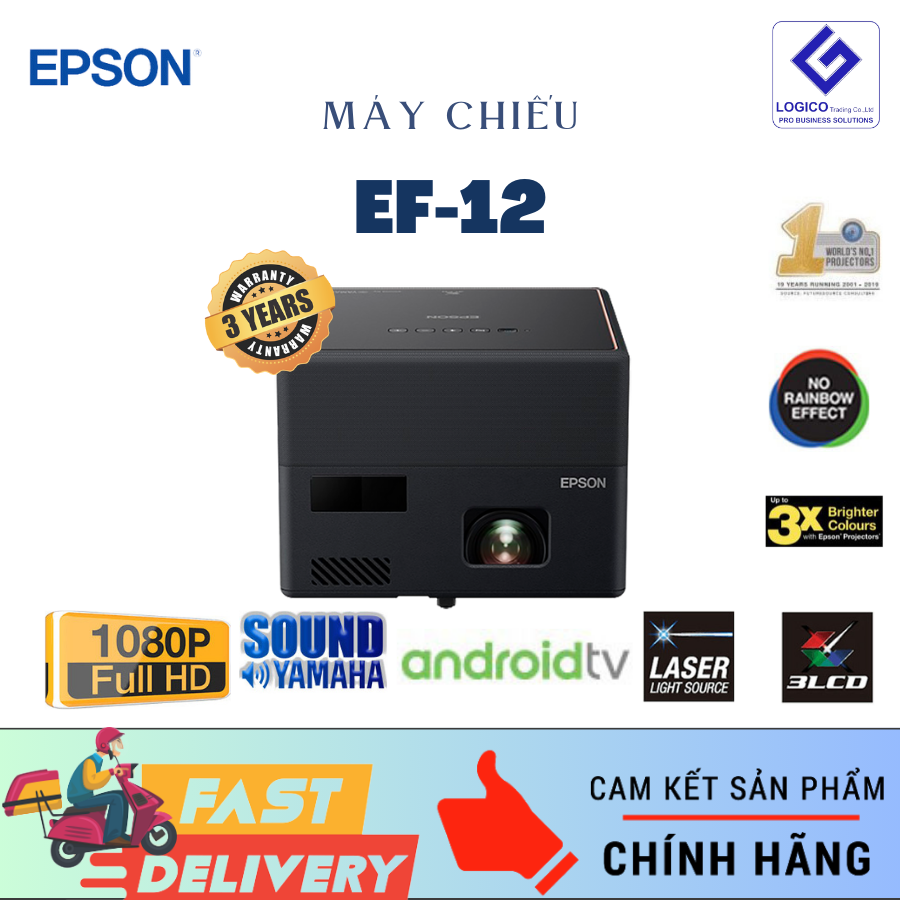 Máy chiếu Android mini Epson EF-12 Công nghệ laser EpiqVision - Hàng chính hãng