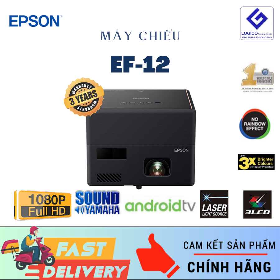 Máy chiếu Android mini Epson EF-12 Công nghệ laser EpiqVision - Hàng chính hãng 