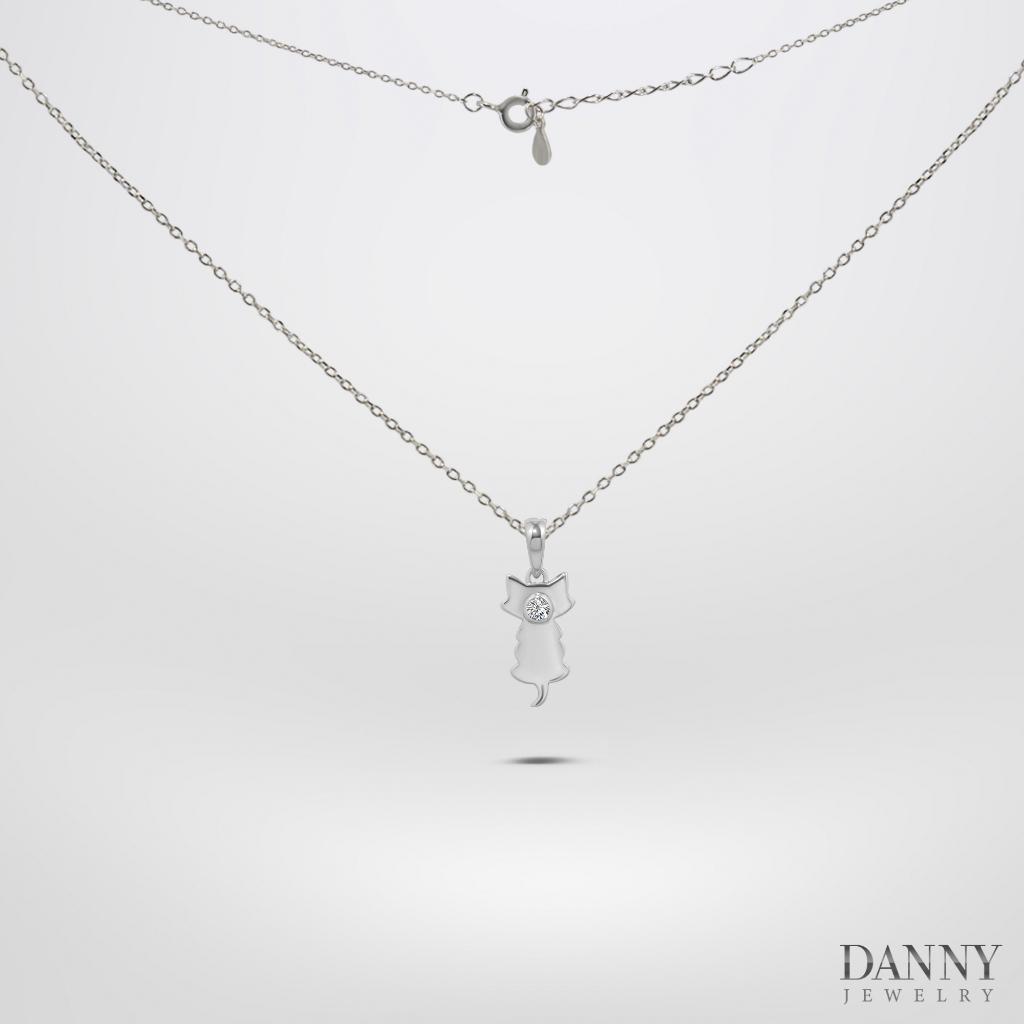 Mặt Dây Danny Jewelry Bạc 925 Xi Rhodium Con Mèo Đính Đá CZ MD034