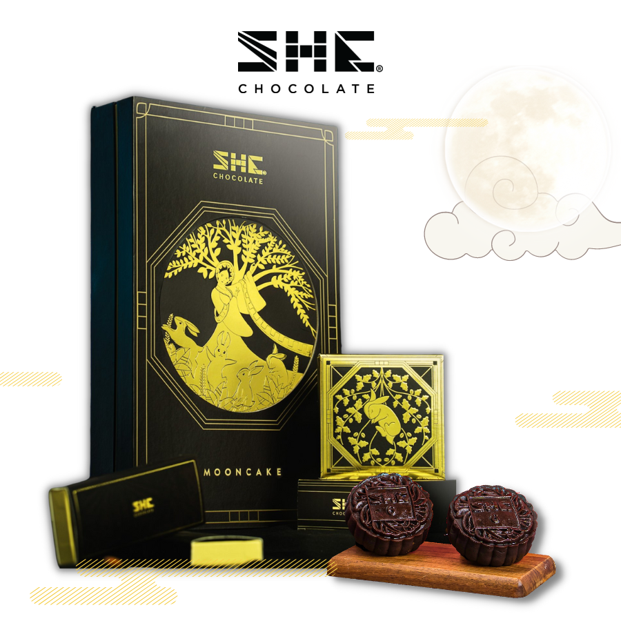 Bộ quà Cung Trăng Nâu - 3 bánh trung thu socola - SHE Chocolate - Món quà sức khỏe tặng người thân -  Trung thu 2023