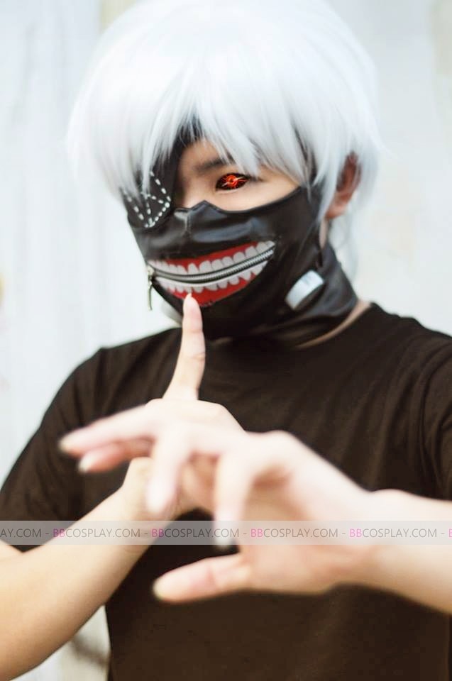 Hình ảnh mặt nạ kaneki ken tokyo ghoul, da PU cao cấp