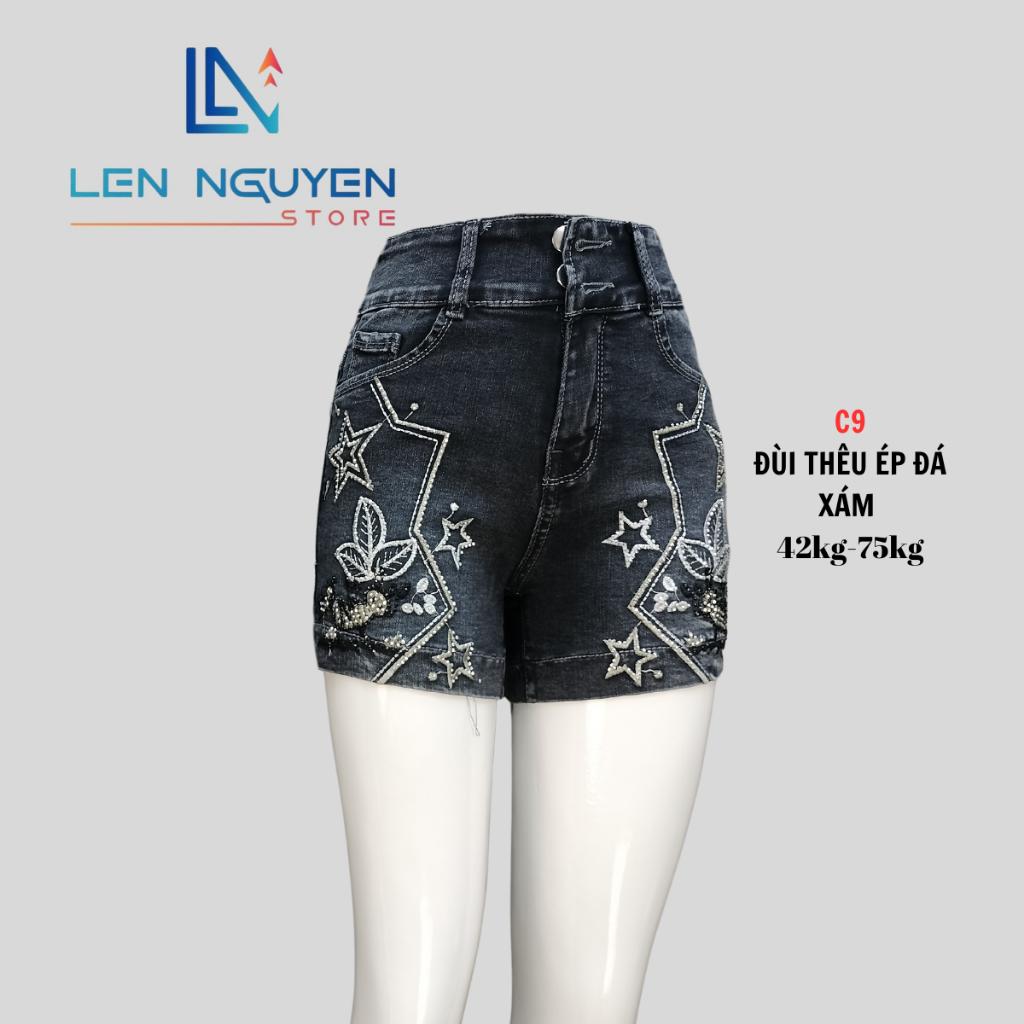 C9_Quần jean nữ, đùi, lưng cao, quần bò nữ dáng ôm, quần rin nữ có big size, cho 42kg đến 75kg,LEN NGUYEN STORE - Xám