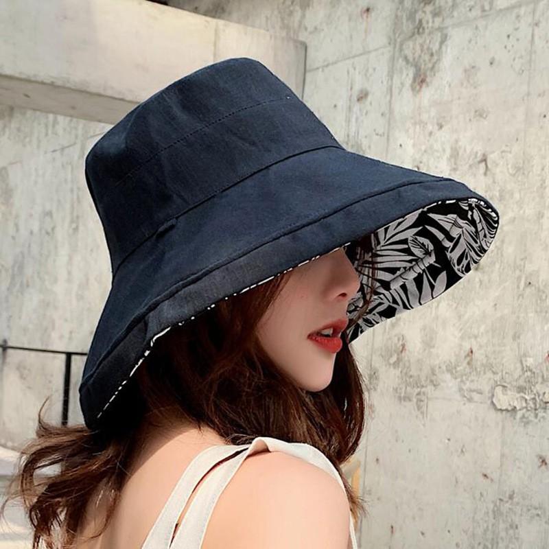 Mũ rộng vành 2 mặt chống nắng dễ dàng gấp mở cho phái nữ
