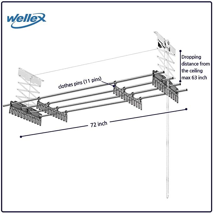 Giàn phơi bán tự động treo trần Wellex Hàn Quốc RG 41800- O(D160) hàng chính hãng