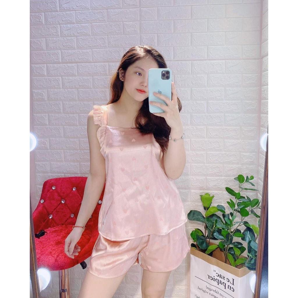 - Set Pijama Lụa Tim Gấm Ba Lỗ Cao Cấp - Mã L204
