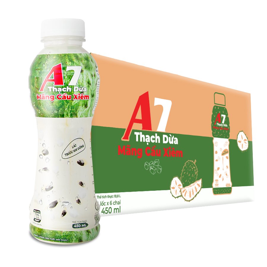 Nước Mãng Cầu Xiêm Thạch Dừa A7 Chai 450ml - Thùng 24 Chai