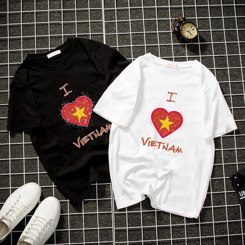 Áo thun unisex form rộng I love Việt Nam vải dày mịn đẹp 2019T1975