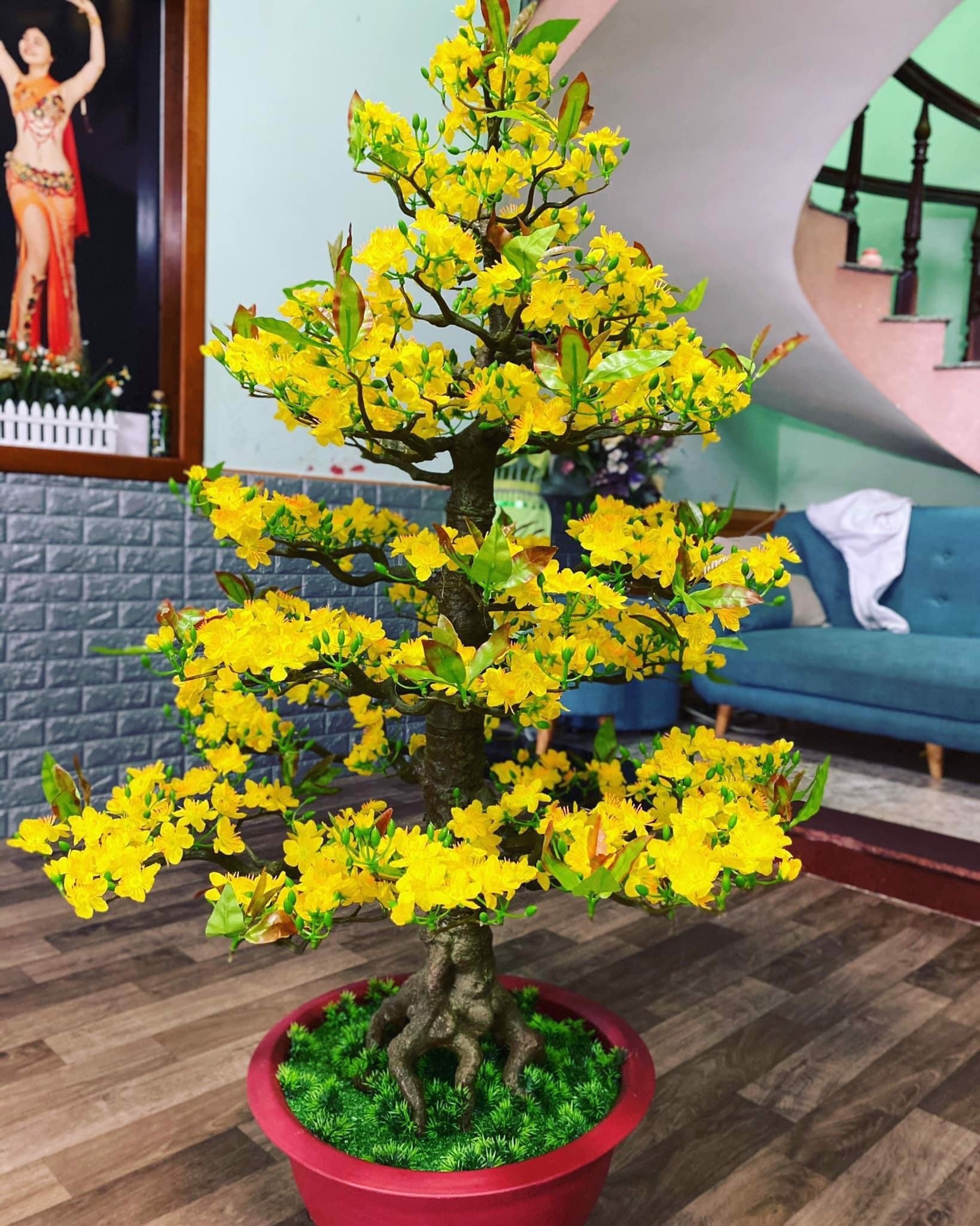 Cây Hoa Mai Bonsai Giả Cao 1m45 Hoa Mai Nhựa Trang Trí Tết