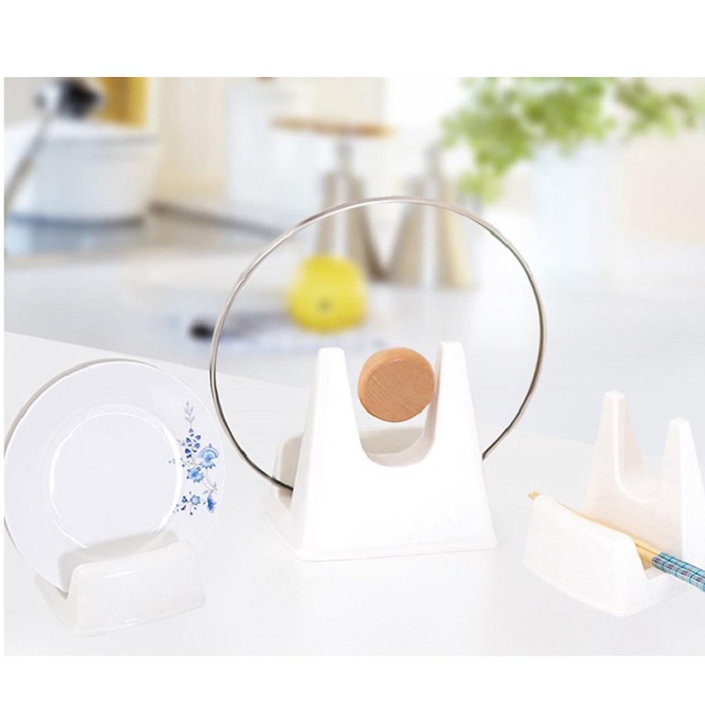 Bộ 2 khay úp vung nồi, gác muôi, đũa khi nấu ăn - Hàng nội địa Nhật -hàng Nhật Bản-Mẹ và Bé Unmei