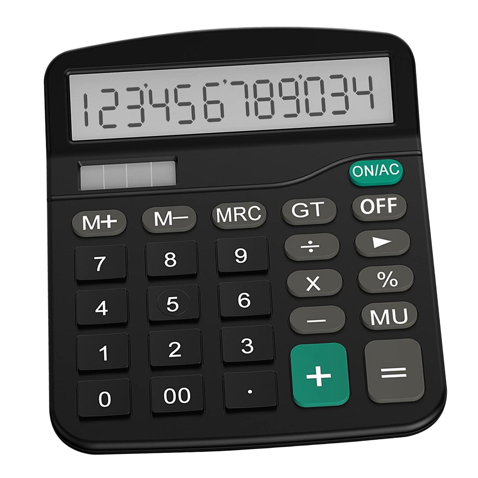 12-Digit Solar Battery Office Calculator with Large LCD Display Big Sensitive Button, Dual Power Desktop Calculators