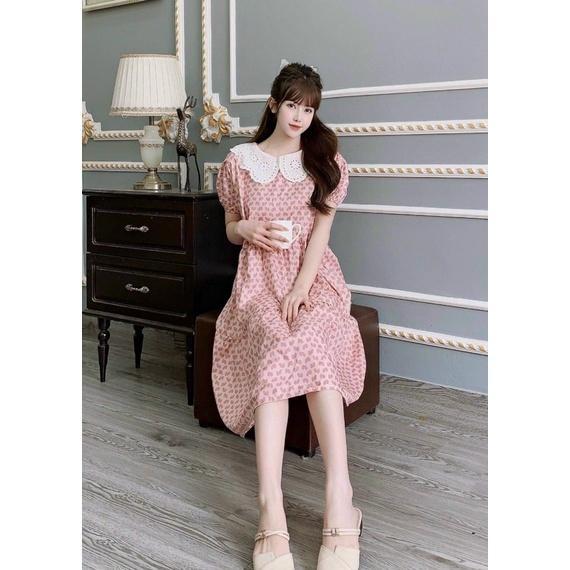 Đầm bầu hoa mùa hè cổ bèo thời trang