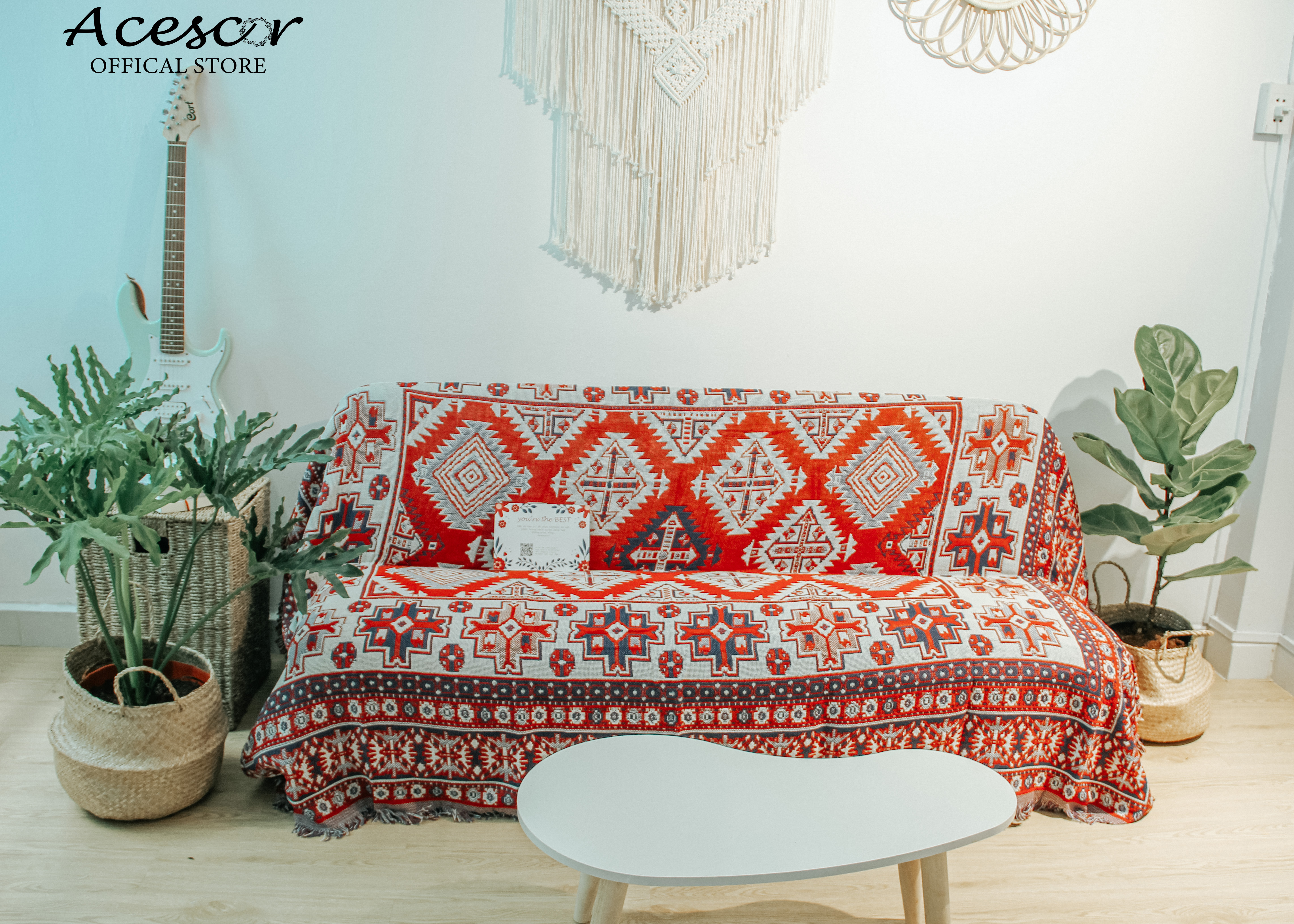 Thảm Chăn Thổ Cẩm, Vintage Phủ Sofa,Thảm Trải Sàn, Trải Bàn, Chăn Đắp TVT04 180x230 cm - Trang Trí Phòng Khách, Phòng Ngủ, Làm Quà Tặng Tân Gia, Sinh Nhật (Nội Thất)