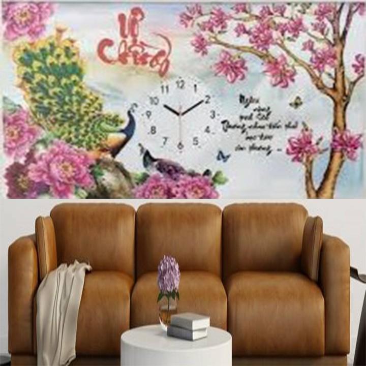 Tranh đá vợ chồng công đồng hồ YN5406 - kích thước: 87 * 53cm.