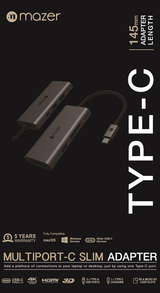 Bộ Cổng Chuyển Đổi Mazer USB-C 7 in 1 Charging - hàng chính hãng