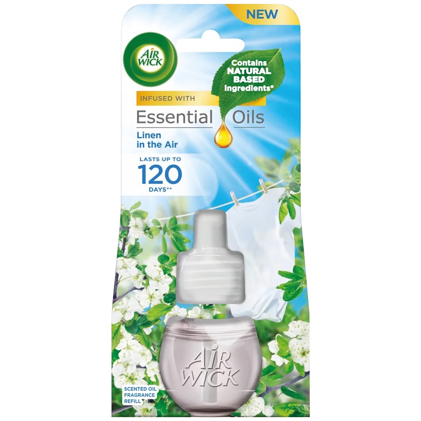 [Sử dụng điện 220V] Chai tinh dầu cắm điện Air Wick Refill AWK2342 Linen In The Air 19ml (Hương hoa táo)