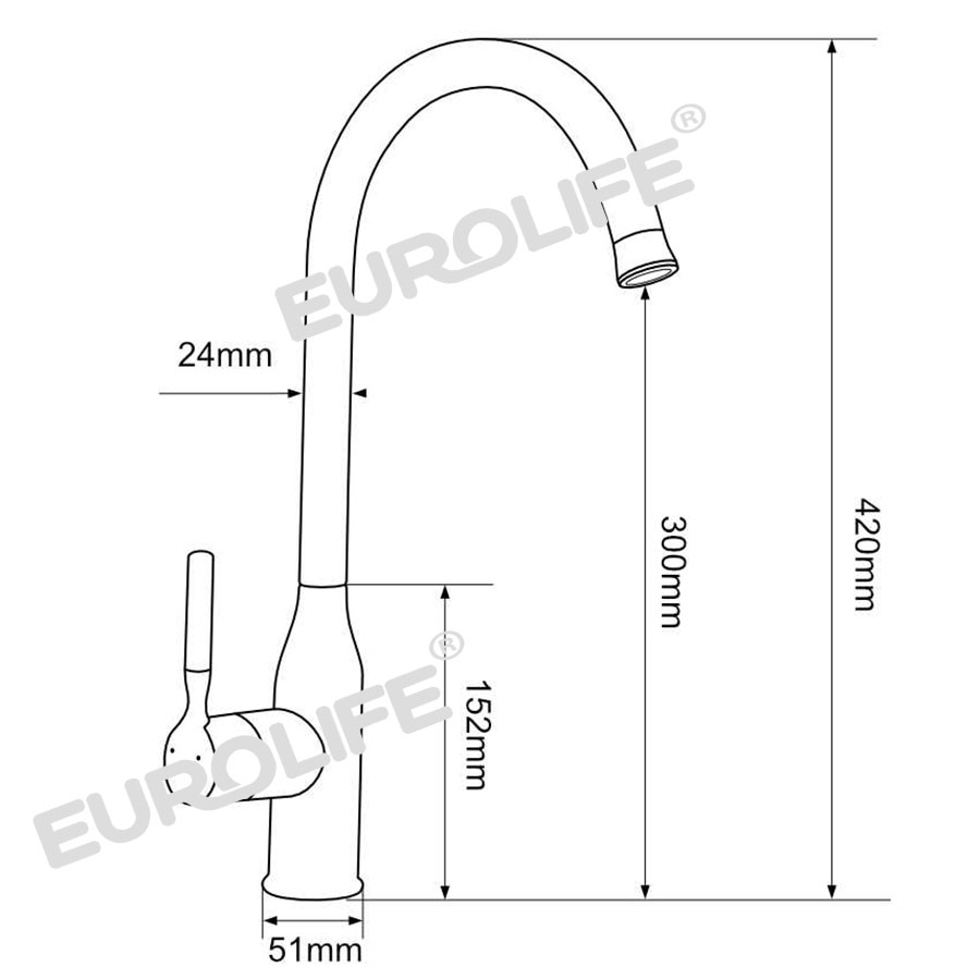 Vòi rửa  chén nóng lạnh Đồng mạ Chrome Eurolife EL-KM04 (Trắng bạc)