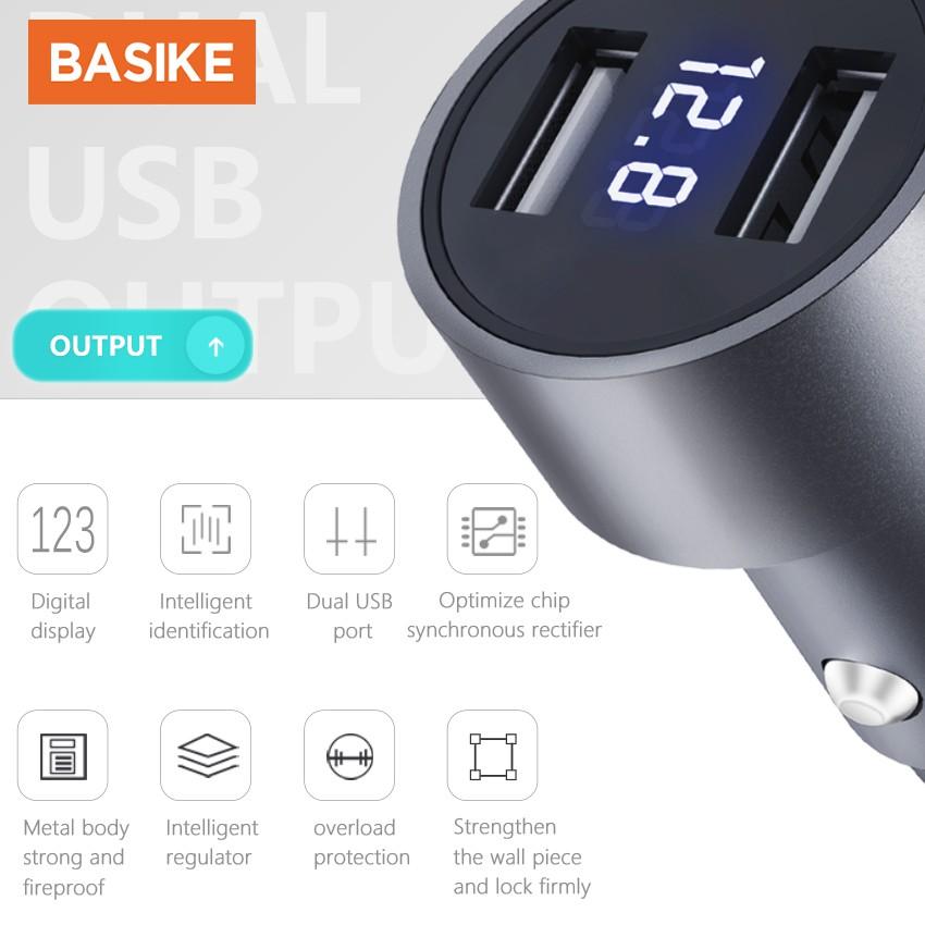 Củ sạc nhanh BASIKE UT20P USB kép 12-24V hiển thị kỹ thuật số-Hàng chính hãng