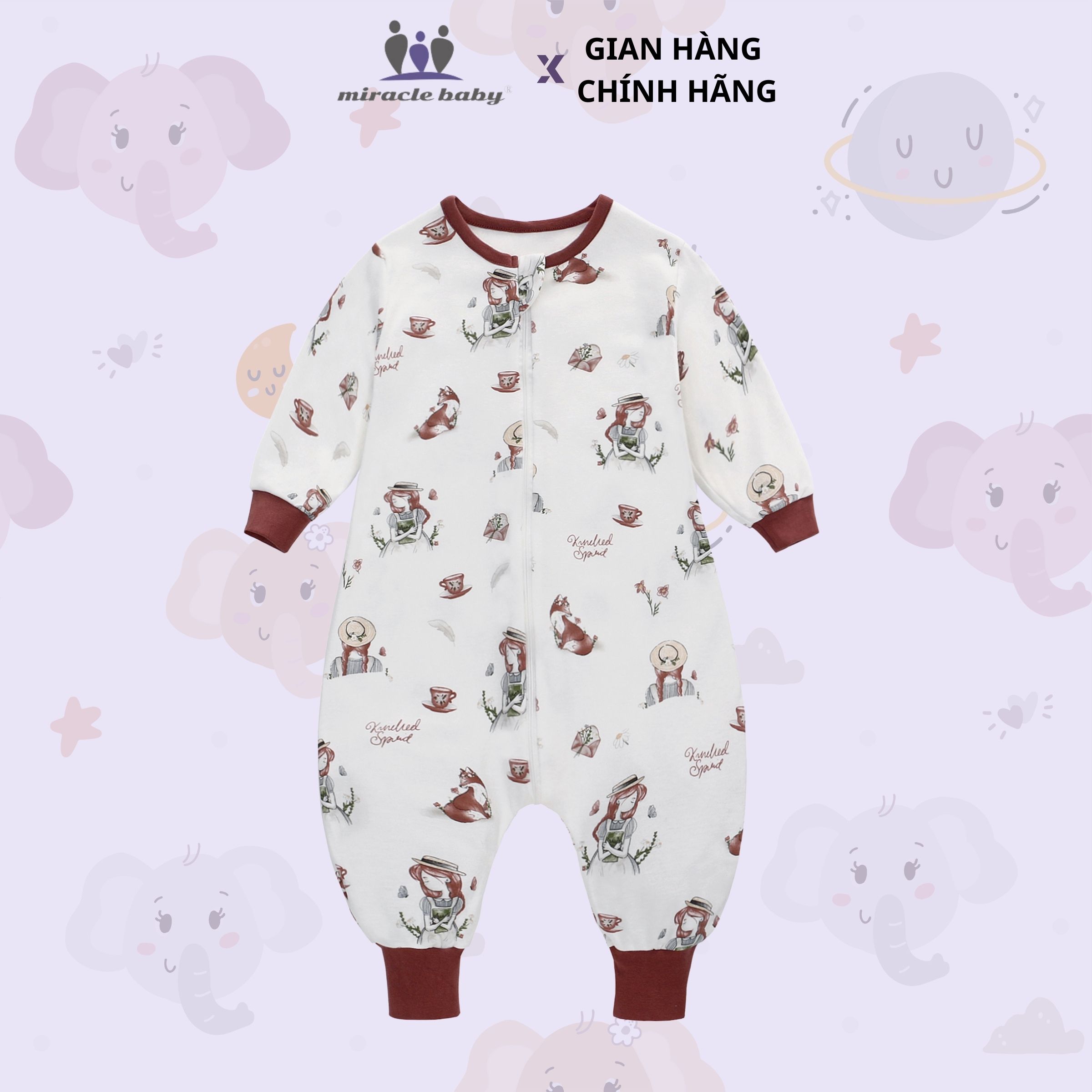 Túi ngủ quần chất liệu Cotton bản cải tiến mới co giãn tốt, thoải mái, hạn chế giật mình cho bé khi ngủ_Miracle Baby