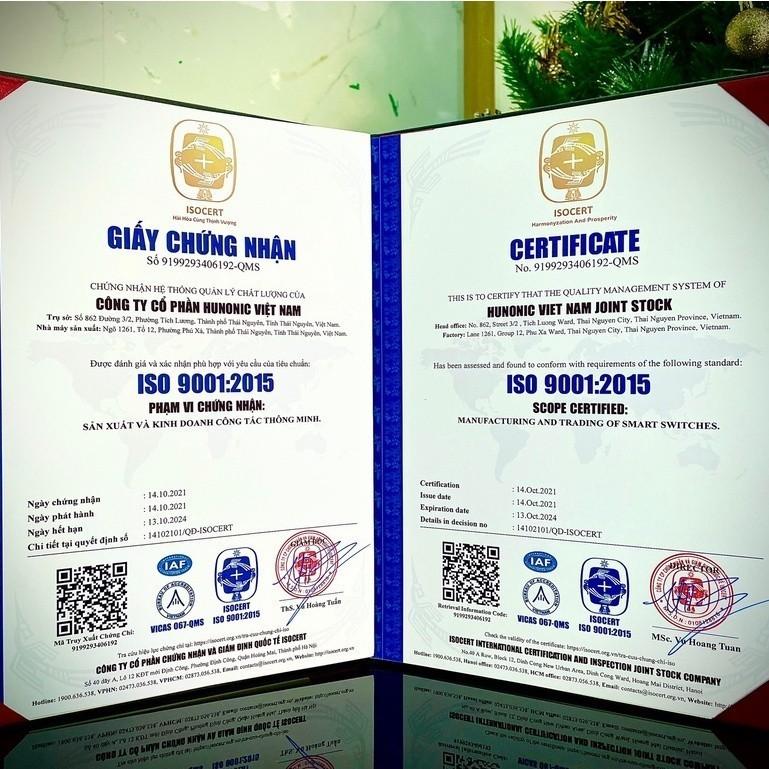 Công Tắc Wifi Hunonic Datic Basic 1 Kênh 500W Bật Tắt Từ Xa Trên Điện Thoại, Ra Lệnh Giọng Nói Tiếng Việt