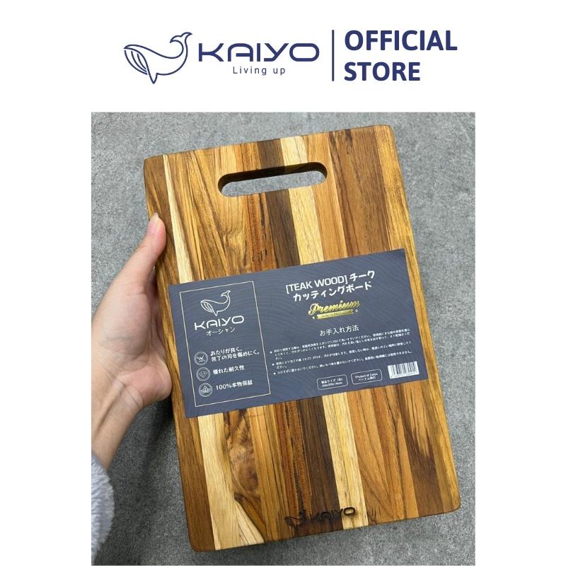 Thớt gỗ teak vân ngang Kaiyo, hình chữ nhật 30 x 20 x 1,4cm